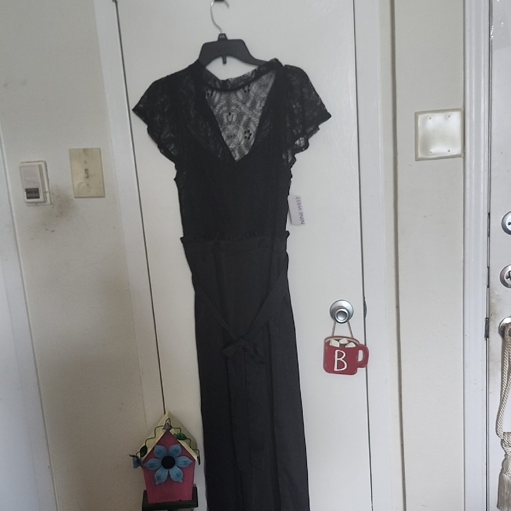 Nine West Black Lace Maxi Jumpsuit